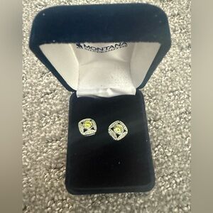 Montana Silversmiths Peridot Green and Silver Pavé Stud Earrings